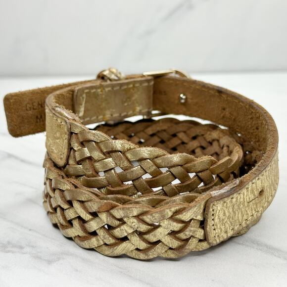 Michael Kors Gold Braided Leather Belt - Size Small ✨ - Picture 3 of 11